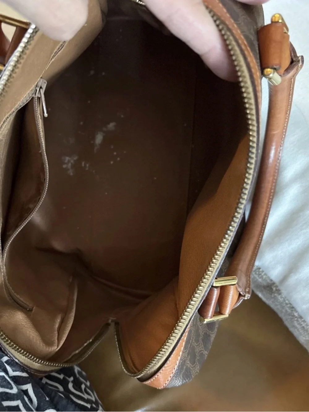 CELINE PVC Leather Mini Boston Bag Brown Camel Macadam Vintage - Picture 9 of 15